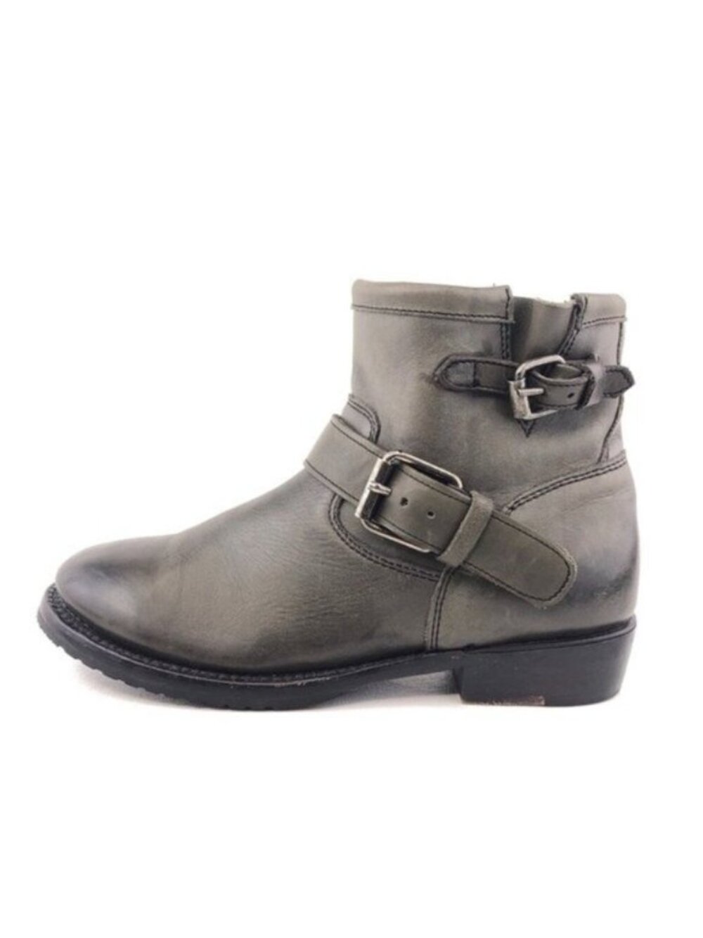 ASH Vegas Bis Olive Leather Moto Boots EUR 38